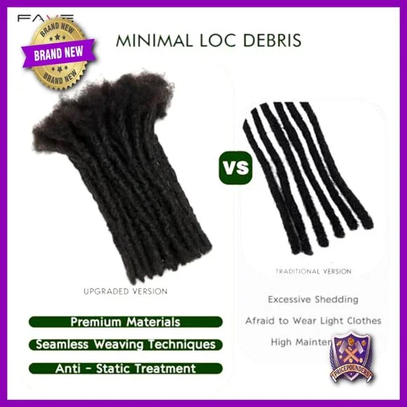 Human Hair Dreadlock Extensions Soft Minimal Shedding Pre-Curved Design 8 Inch - Picture 2 of 7